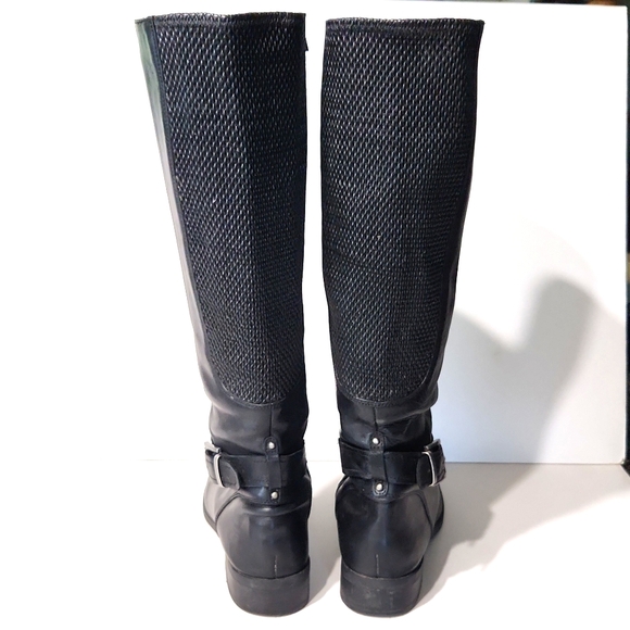 Clarks Pita Dakota Black Leather Riding Moto Buckle Zip Tall Boots Size 9.5 - Picture 6 of 13